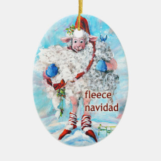 Ornament met kerstbomen Ovaal Schapenvaar Navidad