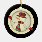 Ornament met kerstbomen - Snowman/Black (Voorkant)