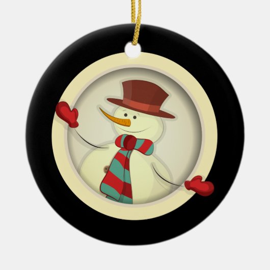 Ornament met kerstbomen - Snowman/Black (Voorkant)