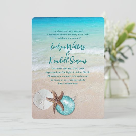 Ornament met kerstbruiloft kaart (Staand voorkant)