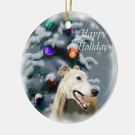 Ornament met kerstcadeaus voor Greyhound (Links)