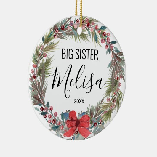 Ornament met kerstcadeaus voor zuster (Rechts)