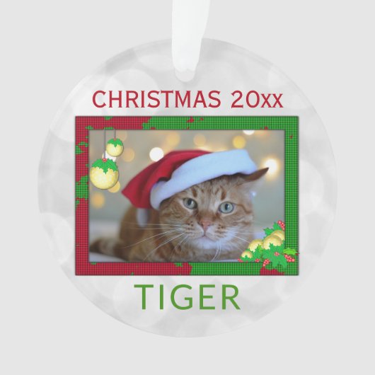 Ornament met kerstcadeautje met foto's (voorkant)