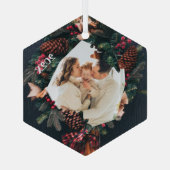 Ornament met kerstfoto's Holly Wreath (Achterkant)
