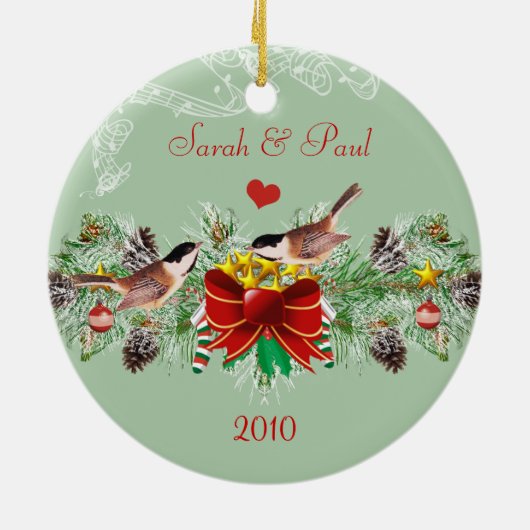 Ornament met kerstfoto's van vogels Garland en Pin (Achterkant)