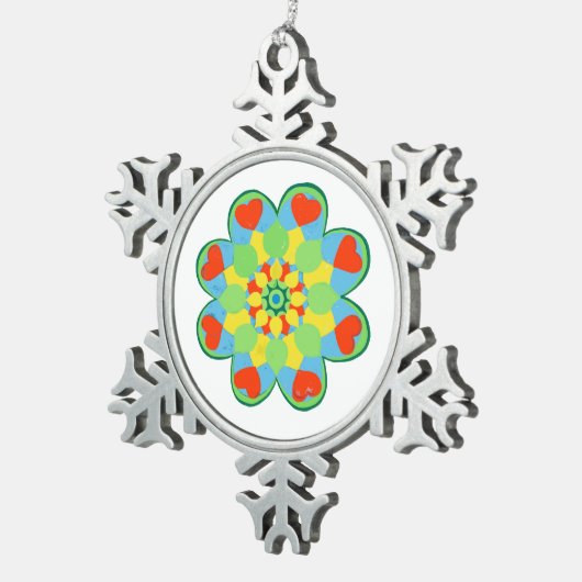 Ornament met kersthart Mandala (Rechts)