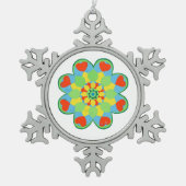 Ornament met kersthart Mandala (Voorkant)