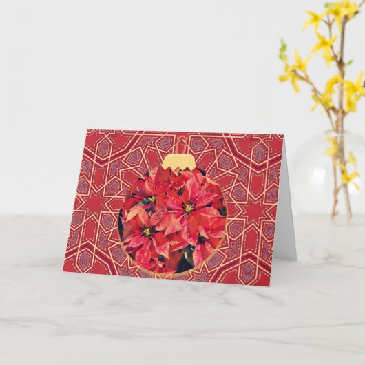  Ornament met kerstKaart in Poinsettia Kaart (Gele Bloem)