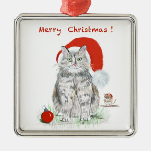 Ornament met kerstkat en muis