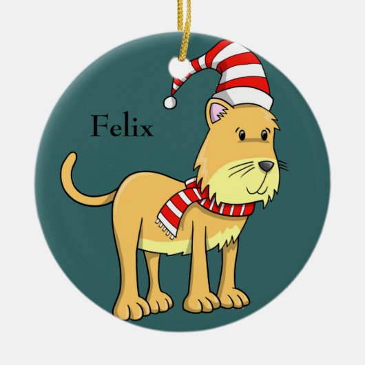 Ornament met kerstKat "Felix" (Voorkant)