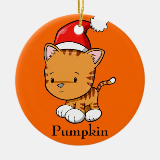 Ornament met kerstKat "pompoen" (Voorkant)