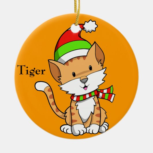 Ornament met kerstKat "Tiger" (Voorkant)