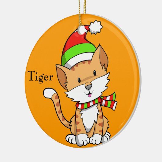 Ornament met kerstKat "Tiger" (Links)