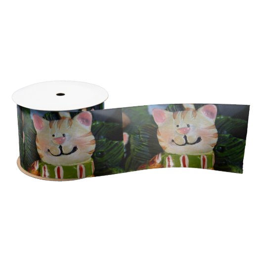 Ornament met kerstkatten satijnen lint (Spoel)