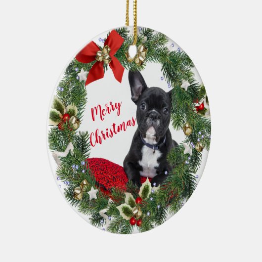 Ornament met kerstkeramische feestartikelen, Bulld (Rechts)