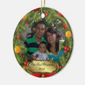 Ornament met kerstkerstfoto's met kerstbomen (Links)