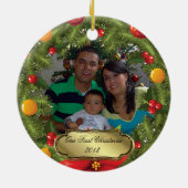 Ornament met kerstkerstfoto's met kerstbomen (Achterkant)