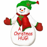 Ornament met Kerstmis Hug Snowman Fotobeeldje Ornament<br><div class="desc">Jolly sneeuwman met rode,  groene sjaal en sneeuwsneeuw geadorneerd met heilig is een leuk ornament om een glimlach te maken met een kersthug. Je kunt genieten van andere sneeuwpoppen en ornamenten die in mijn winkel beschikbaar zijn. Originele kunst en design van Anura Design Studio.</div>