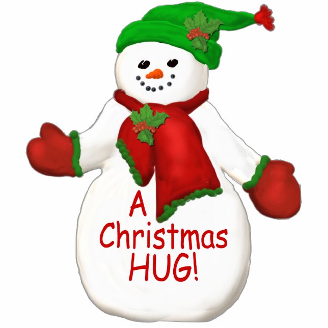 Ornament met Kerstmis Hug Snowman Fotobeeldje Ornament (Voorkant)