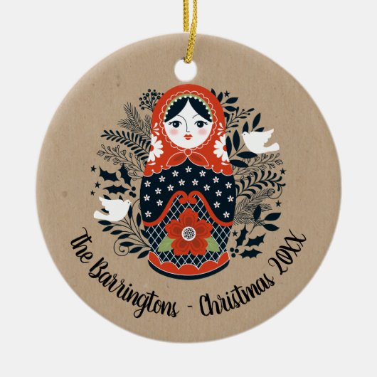 Ornament met Kerstmis Matryoshka (Voorkant)