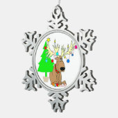 Ornament met kerstpernenspnowflake/rendiertje (Rechts)