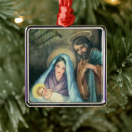 Ornament met kerstviering op nativiteitsscène