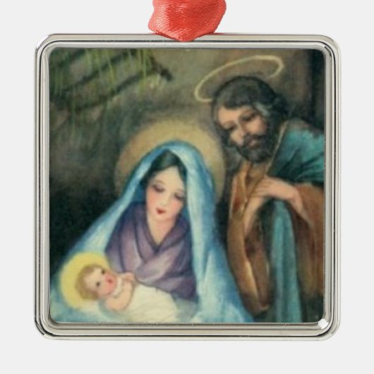Ornament met kerstviering op nativiteitsscène (Voorkant)