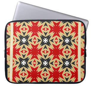 Ornament met kleurrijk geometrisch patroon, zijder laptop sleeve