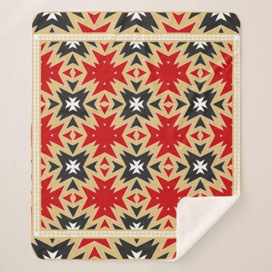 Ornament met kleurrijk geometrisch patroon, zijder sherpa deken (Voorkant)