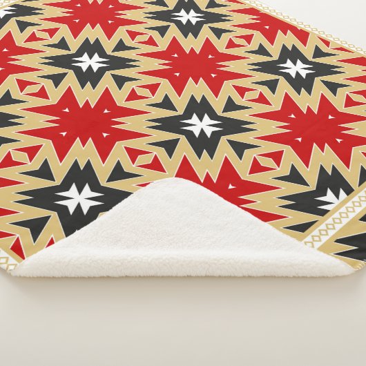 Ornament met kleurrijk geometrisch patroon, zijder sherpa deken (3/4)