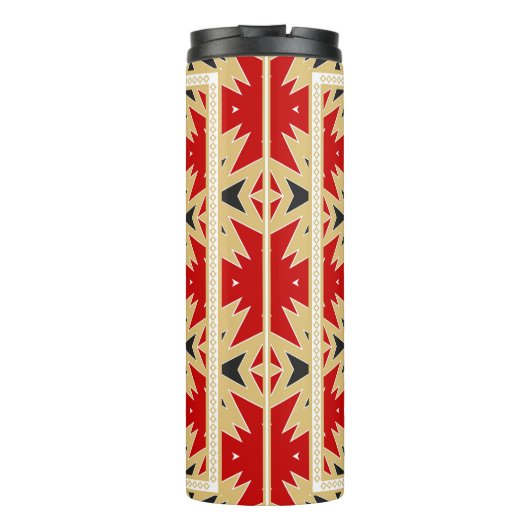 Ornament met kleurrijk geometrisch patroon, zijder thermosbeker (Achterkant)