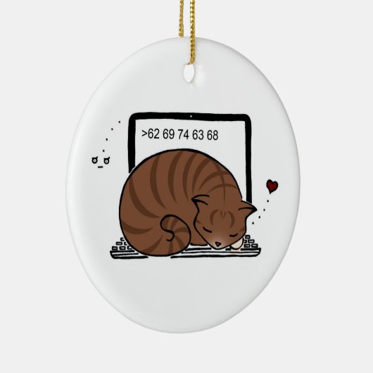 Ornament met laptopkat (bruine tablet) (Rechts)