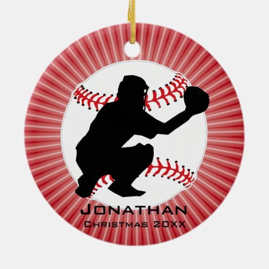 Ornament met persoonlijke honkbal (Catcher) (Achterkant)