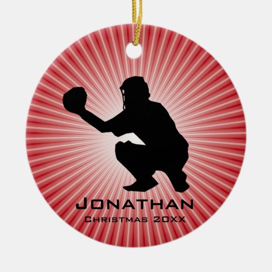 Ornament met persoonlijke honkbal (Catcher) (Voorkant)