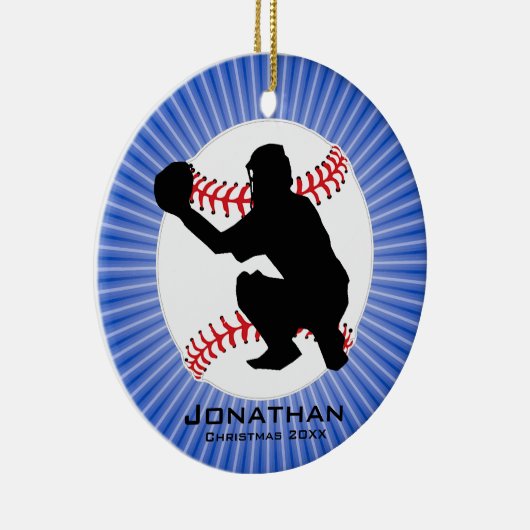 Ornament met persoonlijke honkbal (Catcher) (Rechts)