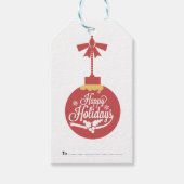 Ornament met rode kerstbal cadeaulabel (Voorkant)