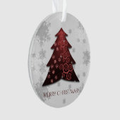 Ornament met rode kerstbomen (voorkant)