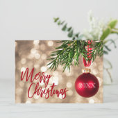 Ornament met rode kerstbomen feestdagenkaart (Staand voorkant)