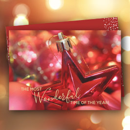 Ornament met rode kerstbomen feestdagenkaart