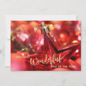 Ornament met rode kerstbomen feestdagenkaart (Voorkant)