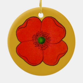Ornament met rode papaverbloem