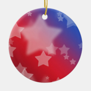 Ornament met rode witte en blauwe sterren