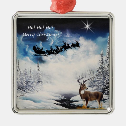 Ornament met santa reinreder en buck winter (Voorkant)