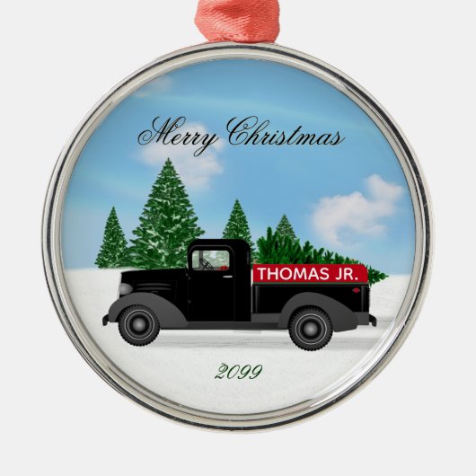 Ornament met Truck Premium Round (Voorkant)