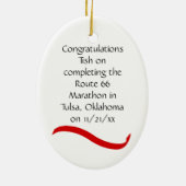 Ornament met vrouwelijke marathon in het rood (Achterkant)