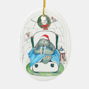 Ornament met witte kerst Wildlife Oval Tree
