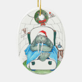 Ornament met witte kerst Wildlife Oval Tree (Achterkant)