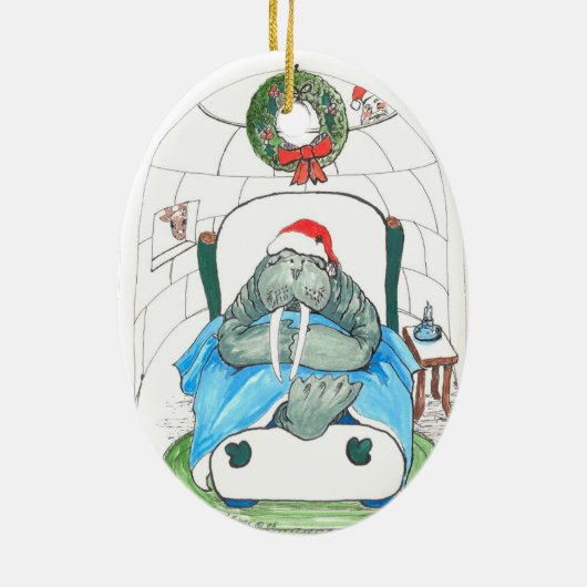 Ornament met witte kerst Wildlife Oval Tree (Achterkant)