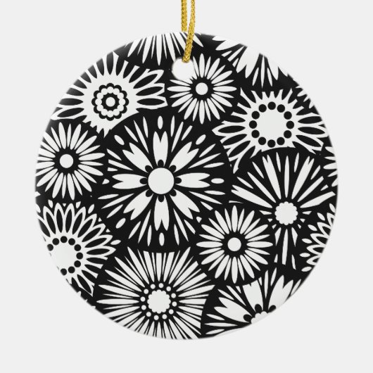 Ornament met zwarte en witte florale oplossing (Voorkant)