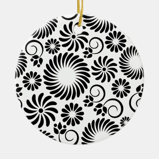 Ornament met zwarte en witte florale oplossing (Voorkant)